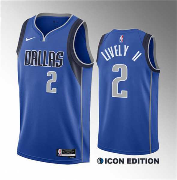 Men%27s Dallas Mavericks #2 Dereck Lively II Blue 2023 Draft Icon Edition Stitched Basketball Jersey